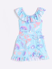 River Island Green Mini Girls Mermaid Swimsuit Skirt Set - Image 3 of 5