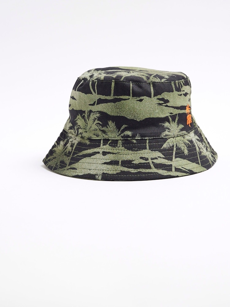 River Island Green Boys 100% Cotton Palm Bucket Hat - Image 1 of 2