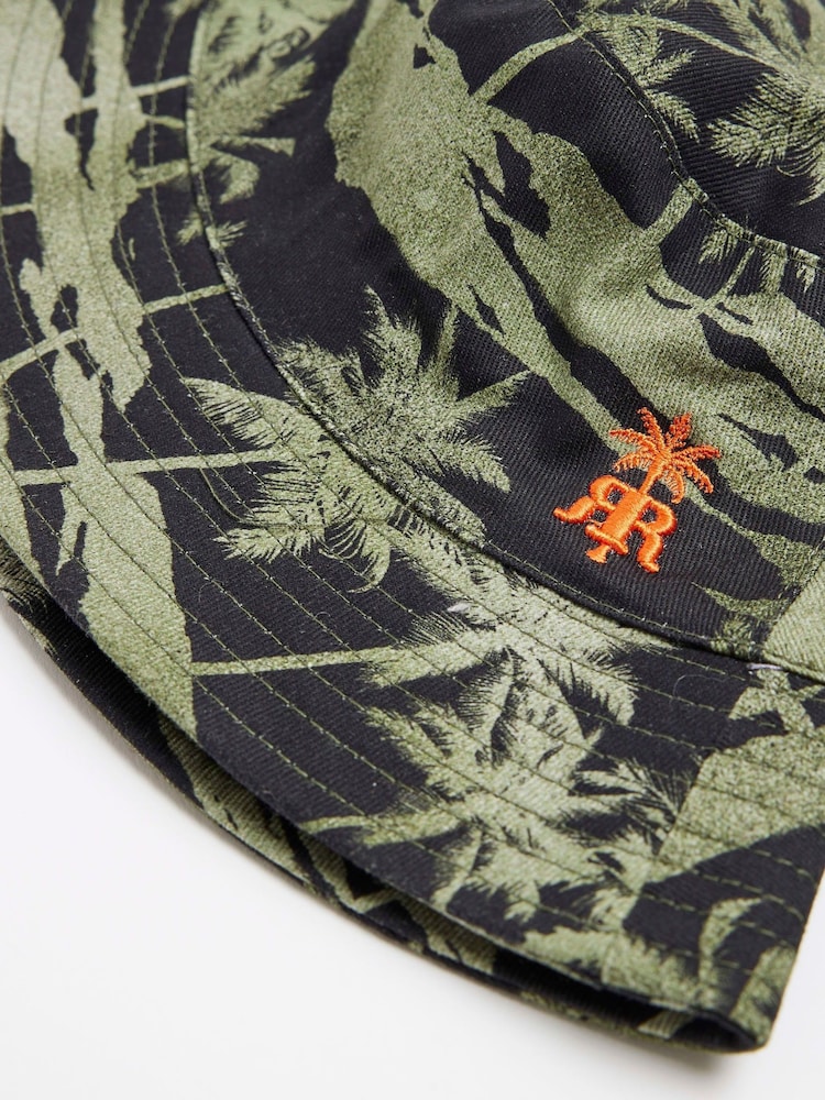 River Island Green Boys 100% Cotton Palm Bucket Hat - Image 2 of 2
