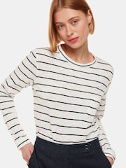 Whistles Stripe Crew Neck Pocket 100% Cotton Top - Imagen 1 de 5