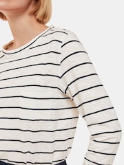 Whistles Stripe Crew Neck Pocket 100% Cotton Top - Imagen 3 de 5