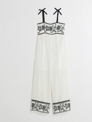 River Island White Girls Embroidered Mono Jumpsuit - Image 1 of 3