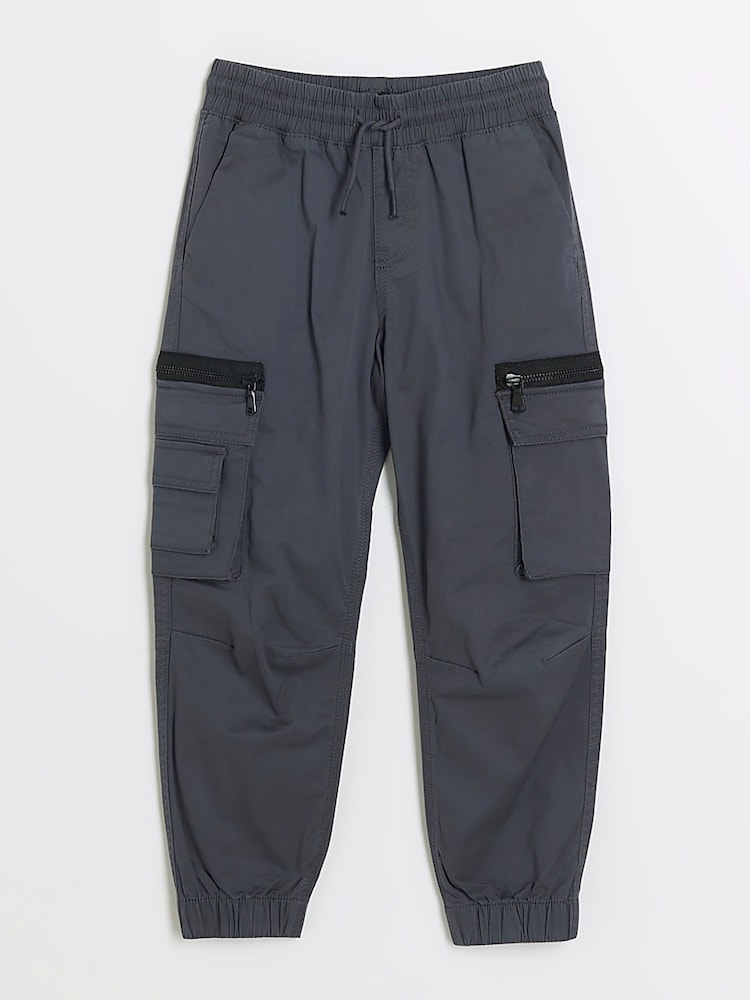 River Island Grey Boys Tech Cargo Trousers - Image 1 of 4