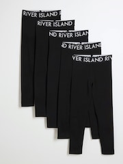 River Island Black Girls Deep Waistband 100% Cotton Leggings 5 Pack - Image 1 of 3