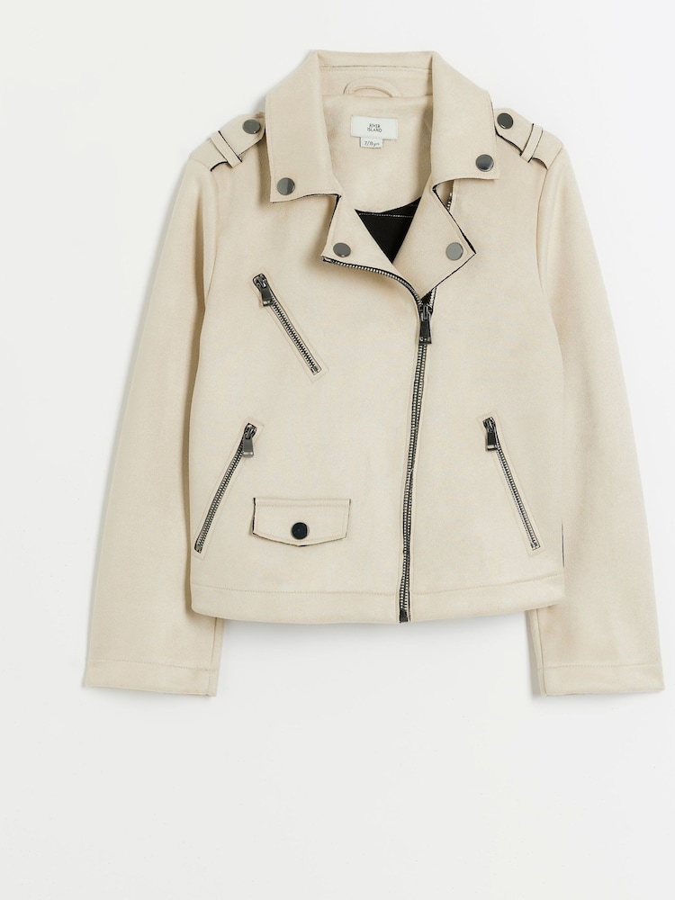 River Island Mädchen Bikerjacke aus Veloursleder - Bild 1 von 4