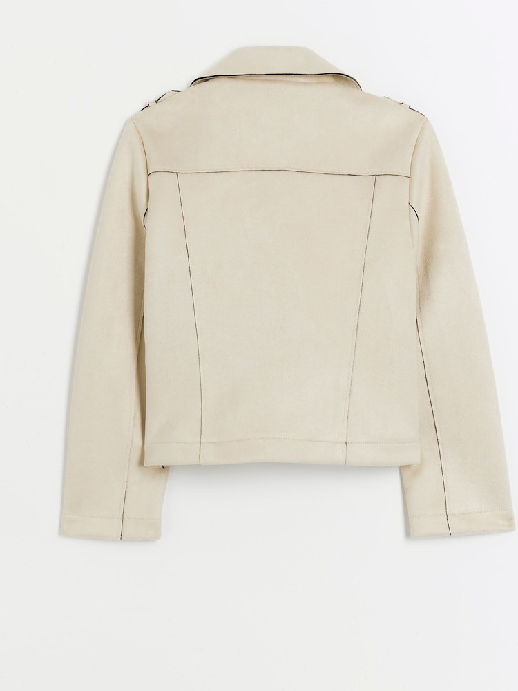 سترة بايكر سويد للبنات من River Island - صورة 2 من 4 سترة بايكر سويد للبنات من River Island - صورة 2 من 4