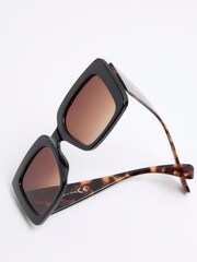 River Island Black Girls Tortoise Glitter Oversized Sunglasses - Image 2 of 3