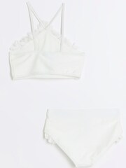 River Island White Girls 3D Flower Halter Neck Bikini - Image 2 of 4