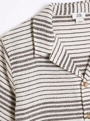 River Island Cream Boys Stripe Textured 100% Cotton Polo Shirt - Image 3 of 4