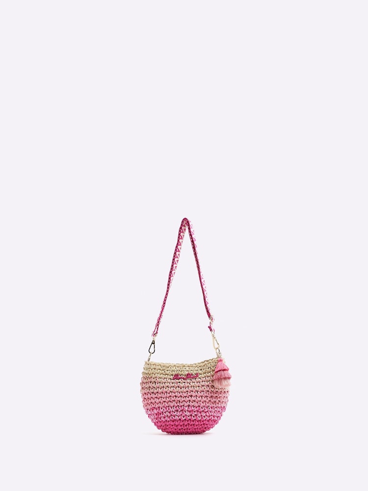 River Island Pink Girls Raffia Ombre Cross-body Bag - Image 1 of 4