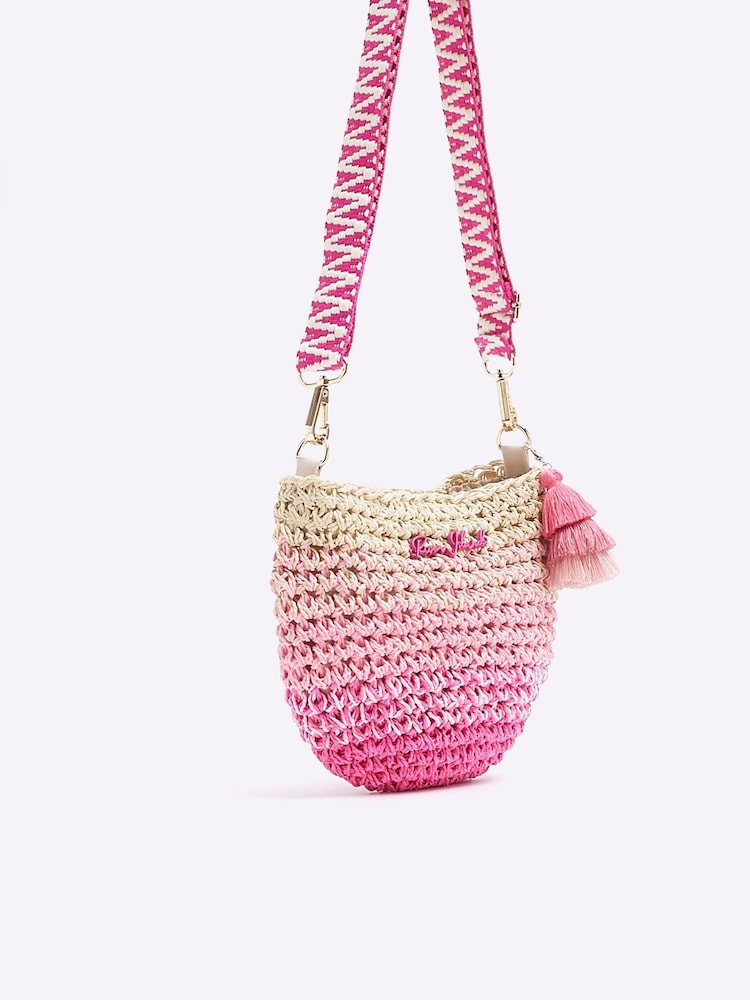 River Island Pink Girls Raffia Ombre Cross-body Bag - Image 2 of 4