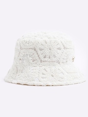 River Island Cream Girls 100% Cotton Crochet Lace Bucket Hat - Image 2 of 3