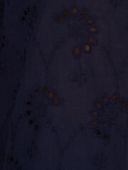 Adrianna Papell Blue Eyelet Button Front 100% Cotton Tunic Shirt - Image 7 of 7
