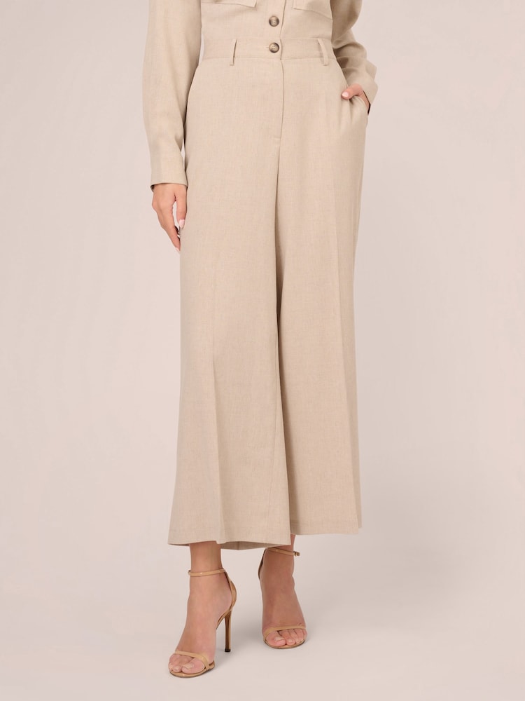 Adrianna Papell Natural Full Wide Leg Utility Trousers With Slash Pockets - Image 1 of 7