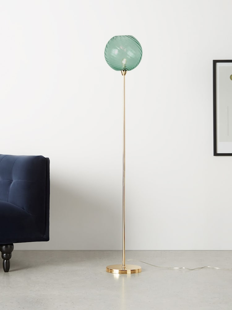 MADE.COM Blue/Brass Ilaria Floor Light - Image 1 of 3