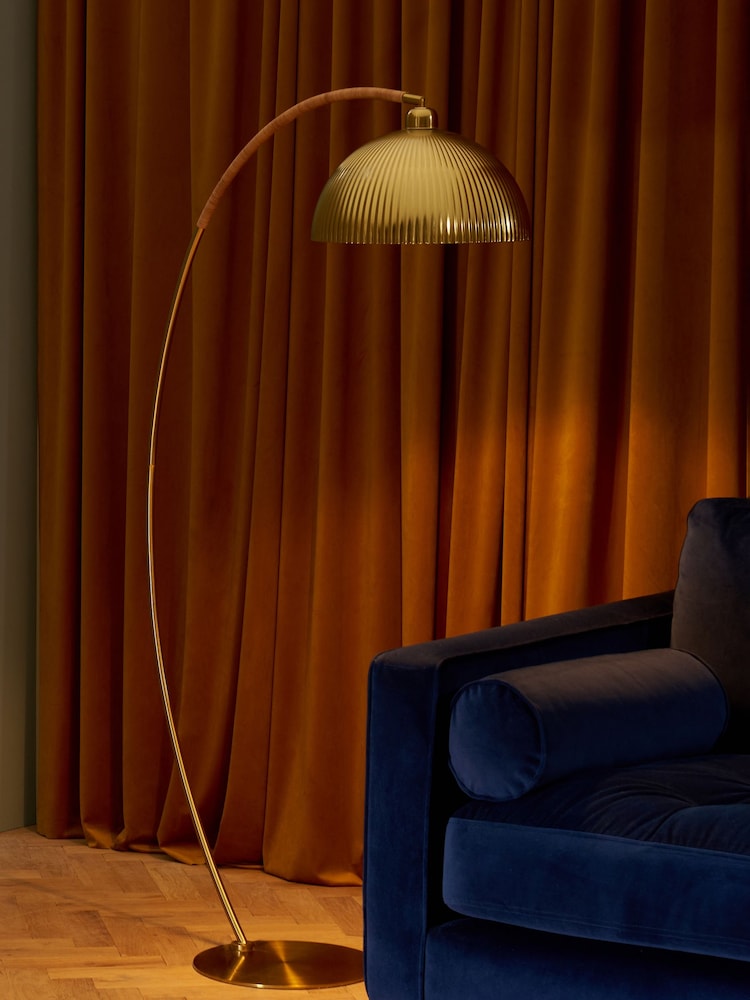 MADE.COM Gold/Bamboo Shell Floor Lamp - Image 1 of 5