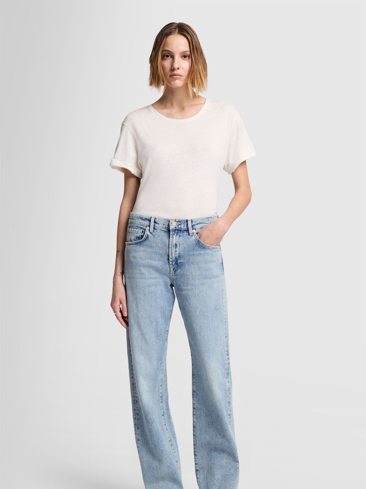 7 For All Mankind Blue Tess Wide Leg Jeans - Image 1 of 6