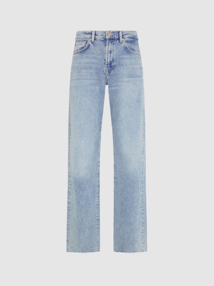 7 For All Mankind Blue Tess Wide Leg Jeans - Image 6 of 6