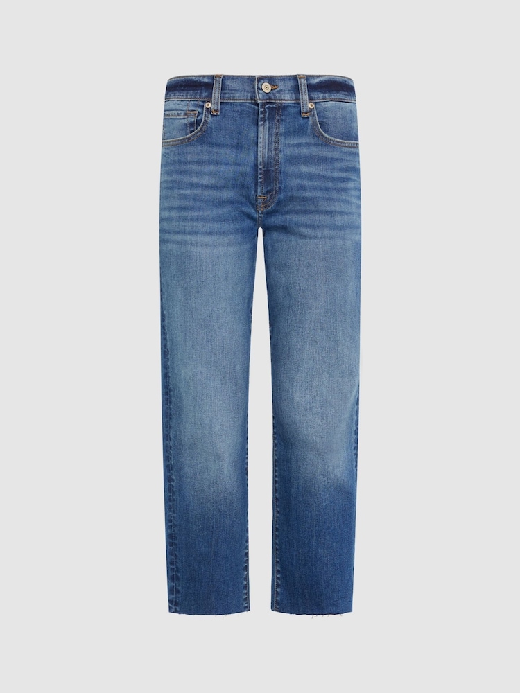 7 For All Mankind Blue The Modern Straight Jeans with Raw Cut - Image 5 of 5