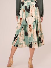 Adrianna Papell Green Printed Maxi A-Line Skirt With Elastic Back - Image 2 of 7