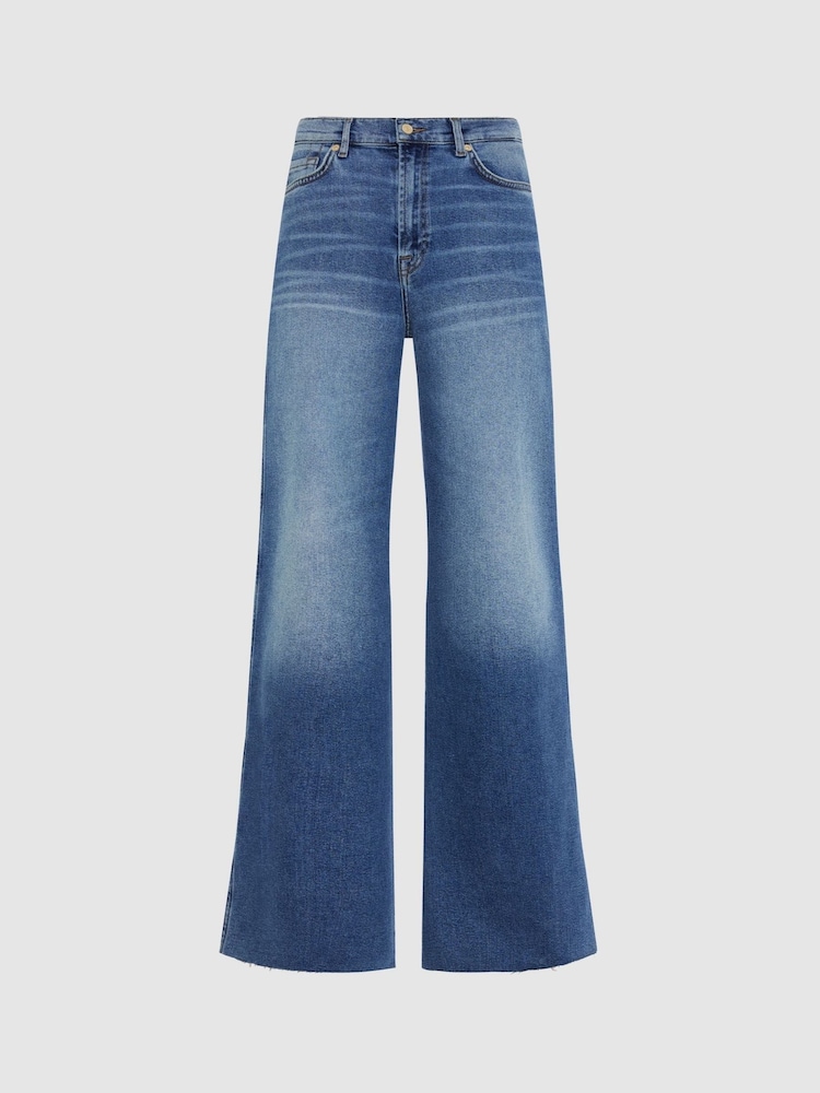 7 For All Mankind Lotta Wide Leg Jeans with Raw Cut - Image 9 of 9