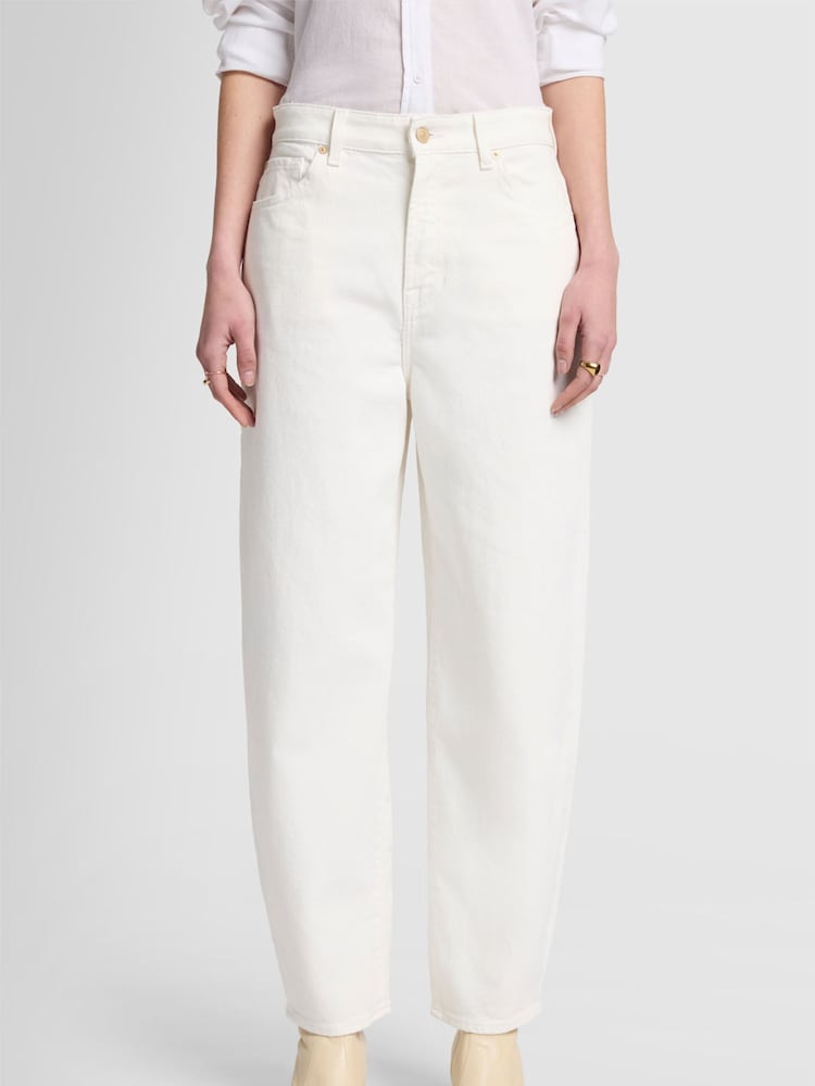 7 For All Mankind Jayne Tapered Mankind White Jeans - Image 4 of 9