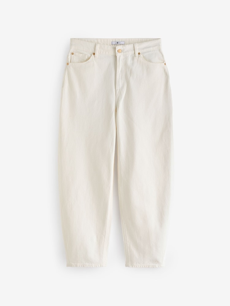 7 For All Mankind Jayne Tapered Mankind White Jeans - Image 8 of 9