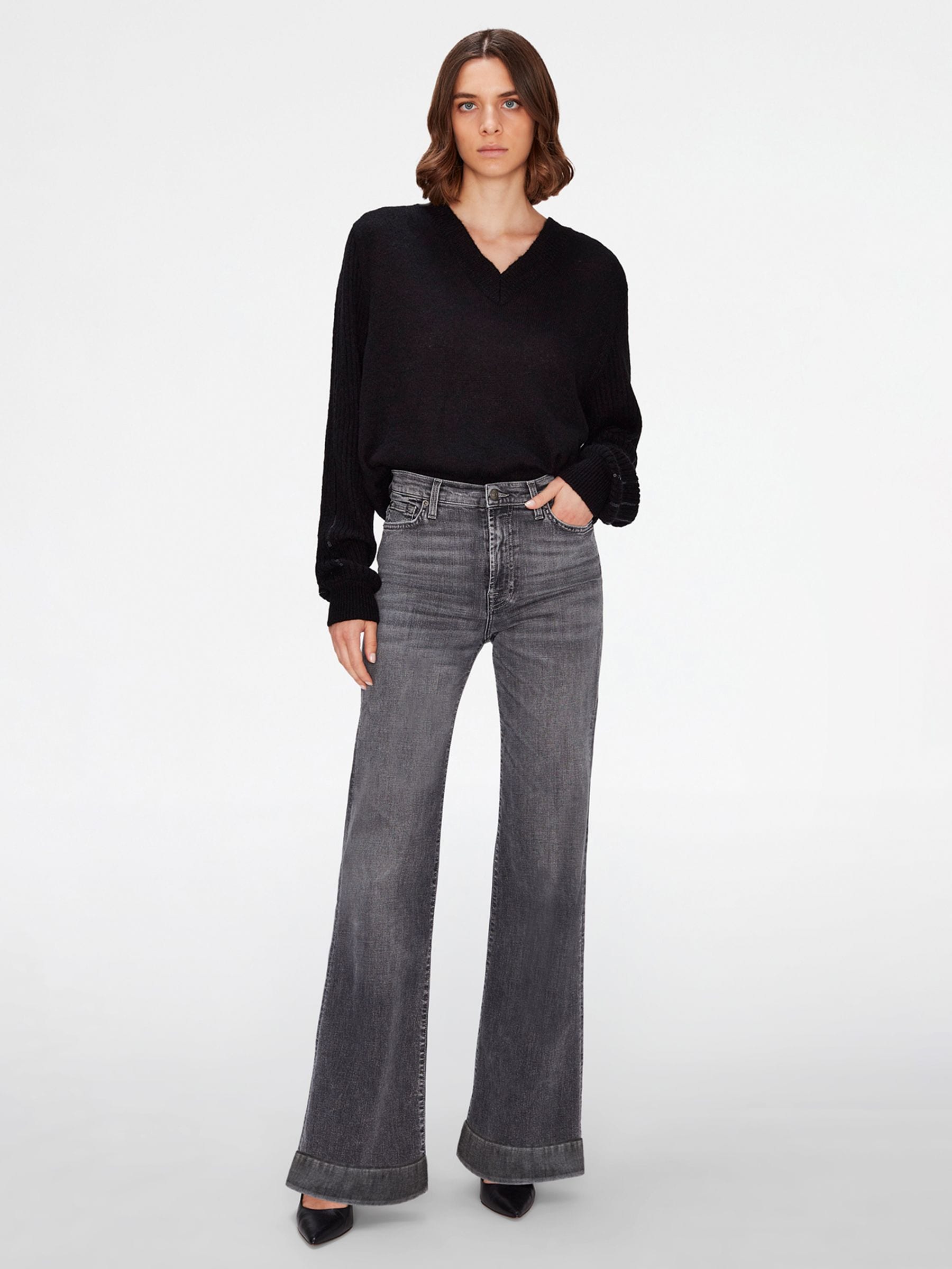 Buy 7 For All Mankind Grey Modern Dojo Flare Jeans from Next USA Buy 7 For All Mankind Grey Modern Dojo Flare Jeans from Next USA