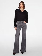 7 For All Mankind Grey Modern Dojo Flare Jeans - Image 1 of 6