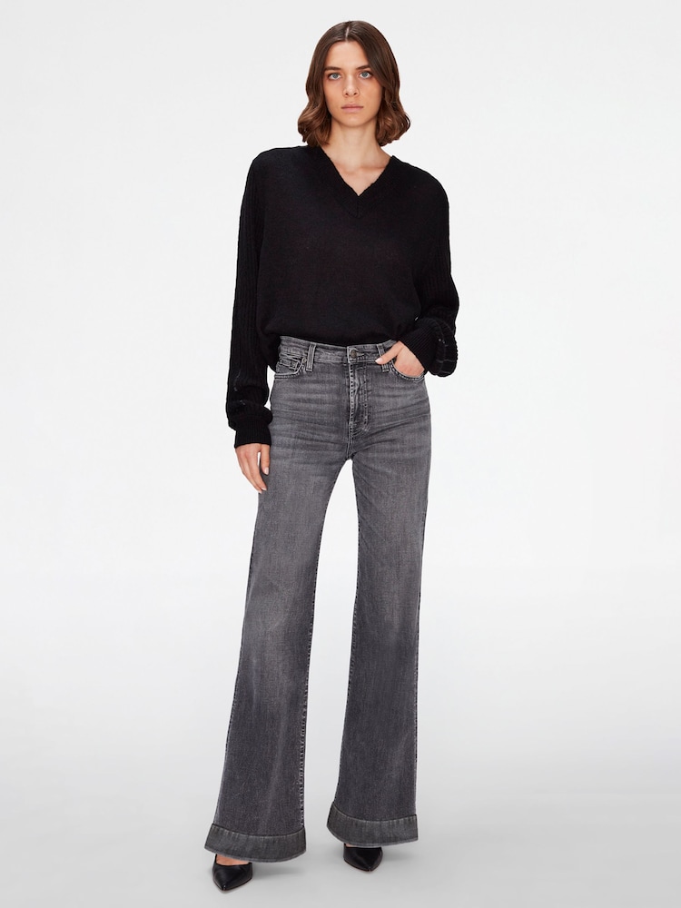 7 For All Mankind Grey Modern Dojo Flare Jeans - Image 1 of 6