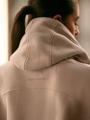 Neutral Oversized Relaxed Fit Heavyweight Brushed Longline Hoodie Sweatshirt - Image 3 of 6