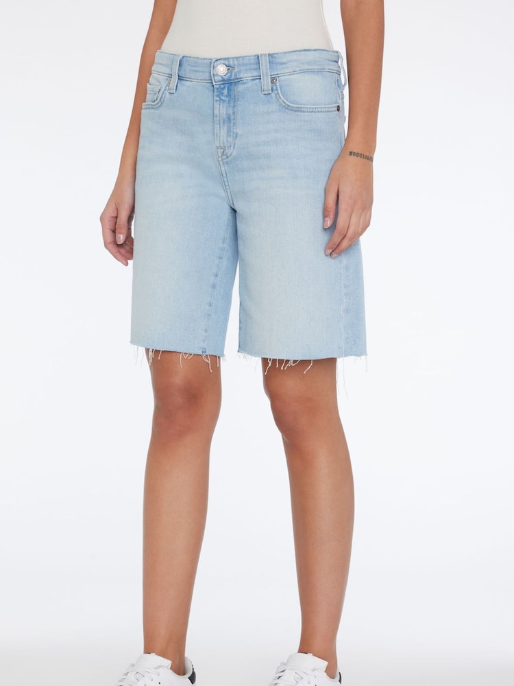 7 For All Mankind Blue Denim Shorts - Image 1 of 4 7 For All Mankind Blue Denim Shorts - Image 1 of 4