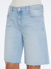 7 For All Mankind Blue Denim Shorts - Image 3 of 4