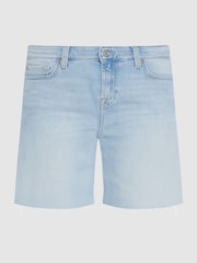 7 For All Mankind Blue Denim Shorts - Image 4 of 4