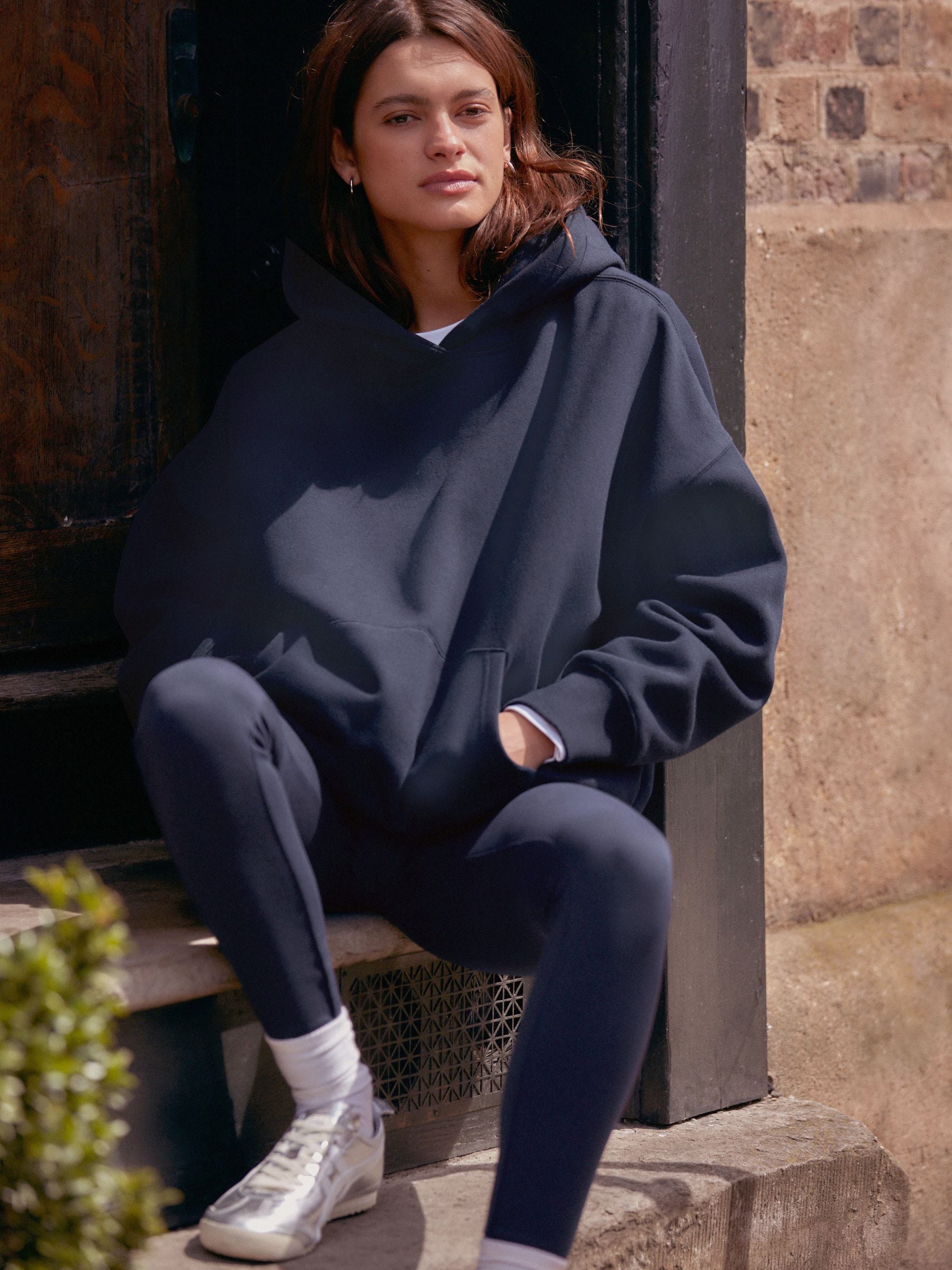 Buy Blue Navy Oversized Relaxed Fit Heavyweight Brushed Longline Hoodie Sweatshirt from Next Luxembourg