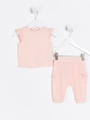 River Island Pink Baby Girls Hybrid T-Shirt And Jogger Set - Image 1 of 4
