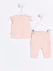 River Island Pink Baby Girls Hybrid T-Shirt And Jogger Set - Image 2 of 4