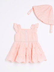 Set River Island Bebeluș Fete Broderie 100% bumbac Rochie and Pălării/Căciuli - Imaginea 2 din 4