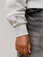 smALLSAINTS Grey Girls Pearl Embellished Crew Sweatshirt - Image 5 of 8