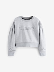 smALLSAINTS Grey Girls Pearl Embellished Crew Sweatshirt - Image 6 of 8