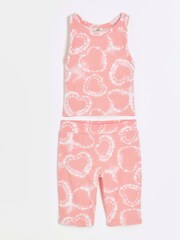 River Island Pink Girls Tie Dye Tank Top Set - Image 2 of 5