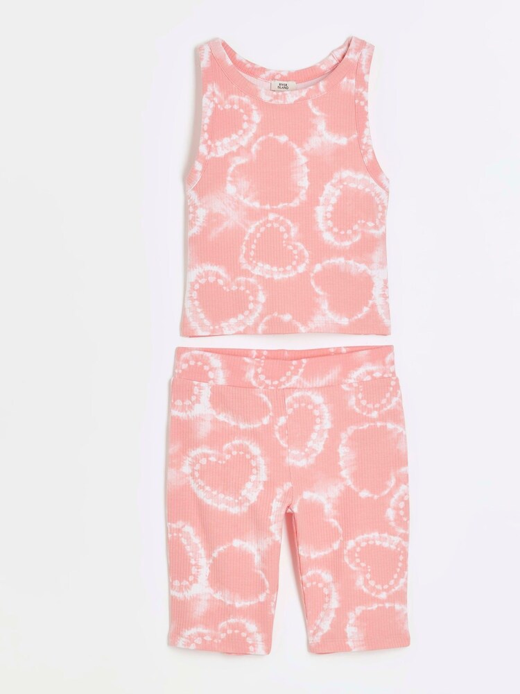 River Island Pink Girls Tie Dye Tank Top Set - Image 2 of 5 River Island Pink Girls Tie Dye Tank Top Set - Image 2 of 5