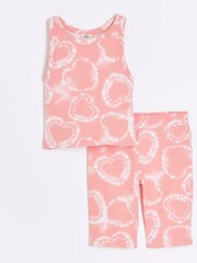 River Island Pink Girls Tie Dye Tank Top Set - Image 3 of 5
