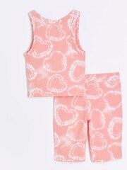 River Island Pink Girls Tie Dye Tank Top Set - Image 4 of 5
