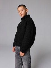 smALLSAINTS Black Boys Underground Fleece Half Zip Jacket - Image 3 of 9