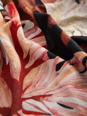Ecru Tropical Leaf Print Mini Drawstring Utitlity Dress - Image 6 of 6
