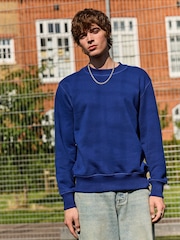 Cobalt Blue Crew Sweatshirt Crew Sweatshirt 100% Cotton Heavyweight - Image 1 of 8