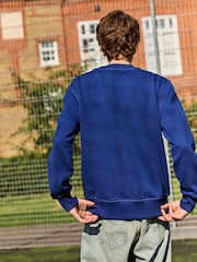 Cobalt Blue Crew Sweatshirt Crew Sweatshirt 100% Cotton Heavyweight - Image 4 of 8