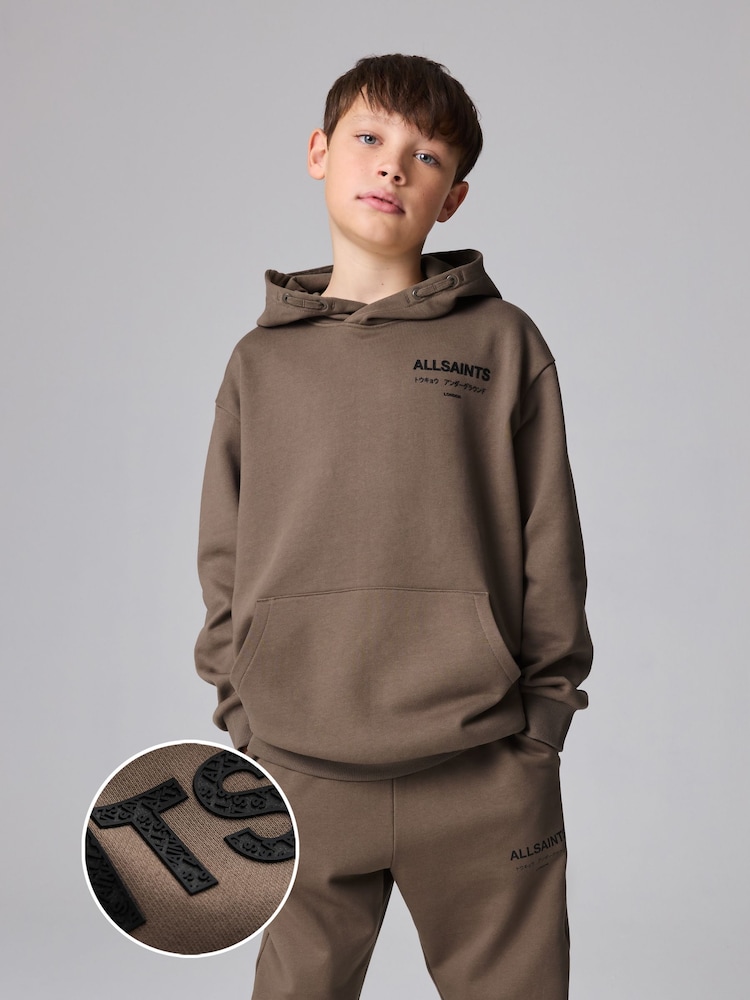 smALLSAINTS Brown/Textured Oversized Underground Pullover Hoodie - Image 1 of 9