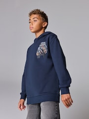 smALLSAINTS Navy Boys 100% Cotton Oversized Graphic Pullover Hoodie - Image 2 of 7